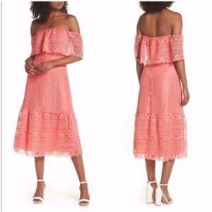 BB Dakota Katie Off Shoulder Lace Midi Dress